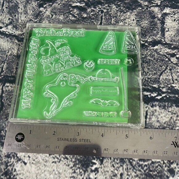 Halloween Clear Cling Stamp Set Echo Park Spellcast Ghost Witch Candycorn - Picture 7 of 9